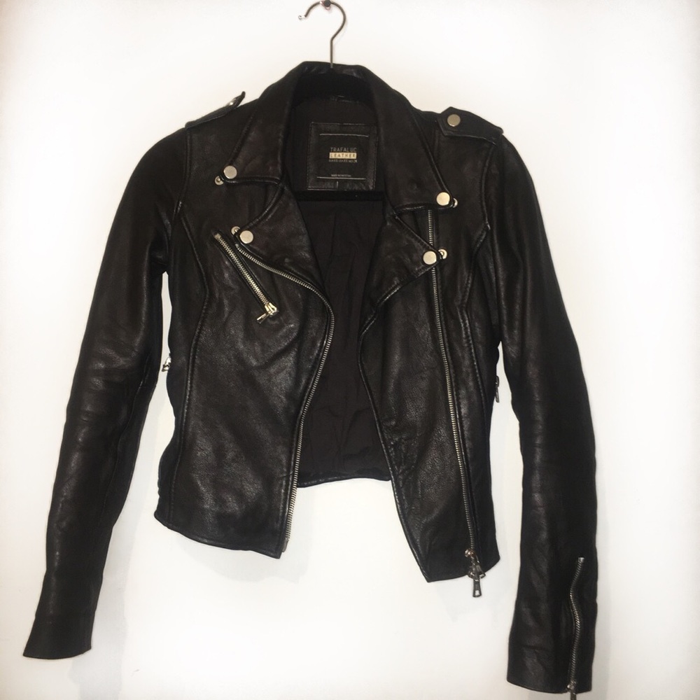 Zara Trafaluc GENUINE LEATHER biker jacket